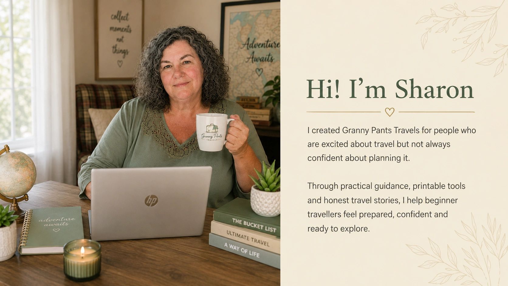 Sharon, founder of Granny Pants Travels, sharing her travel experience and encouraging beginner travellers to explore with confidence.