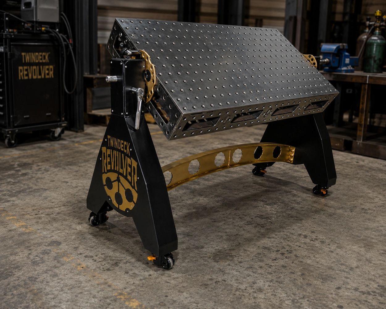 Twindeck Revolver modular welding table six-sided rotating fixture table
American made 