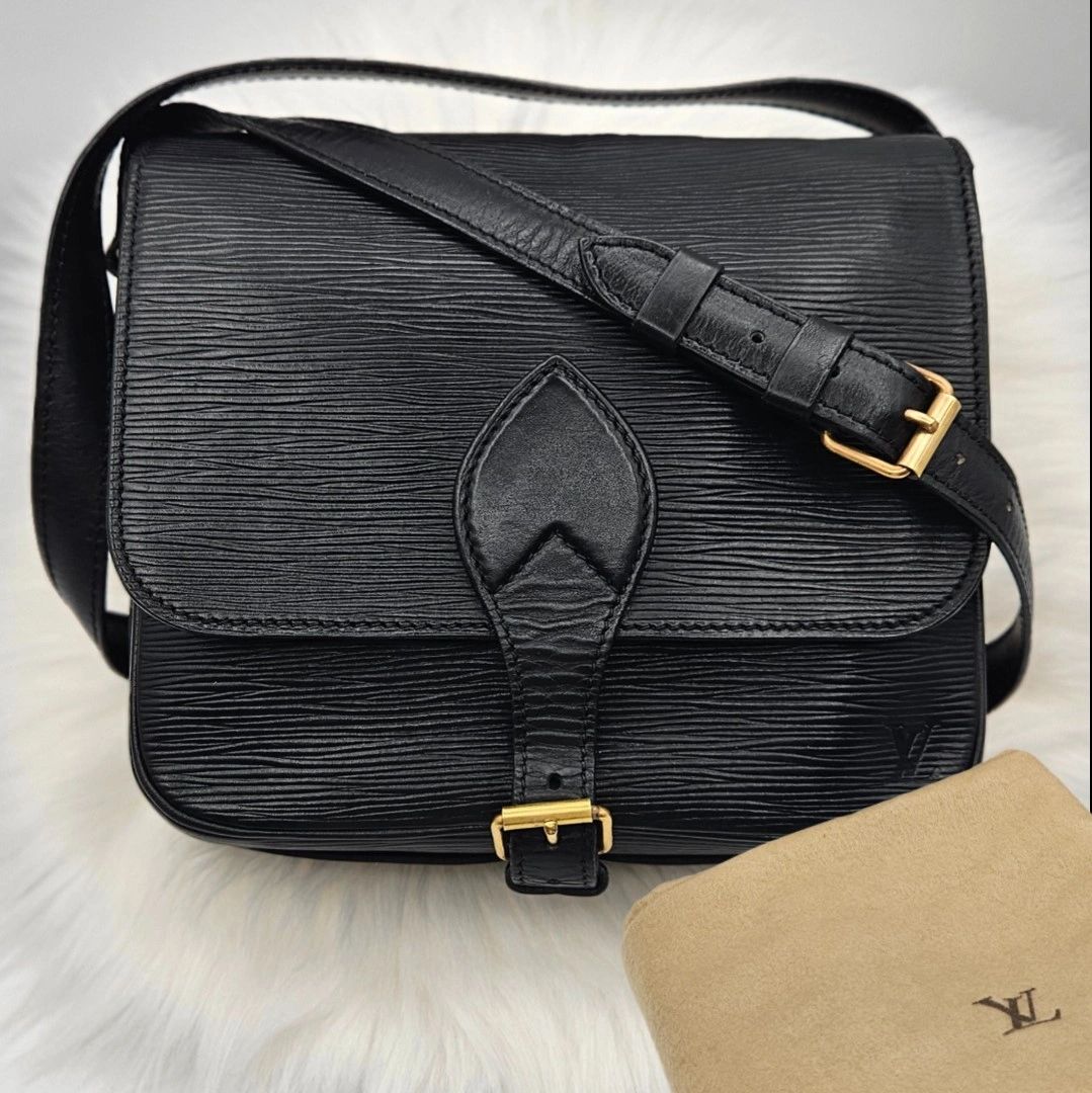 LV Black Epi Cartouchiere Bag
