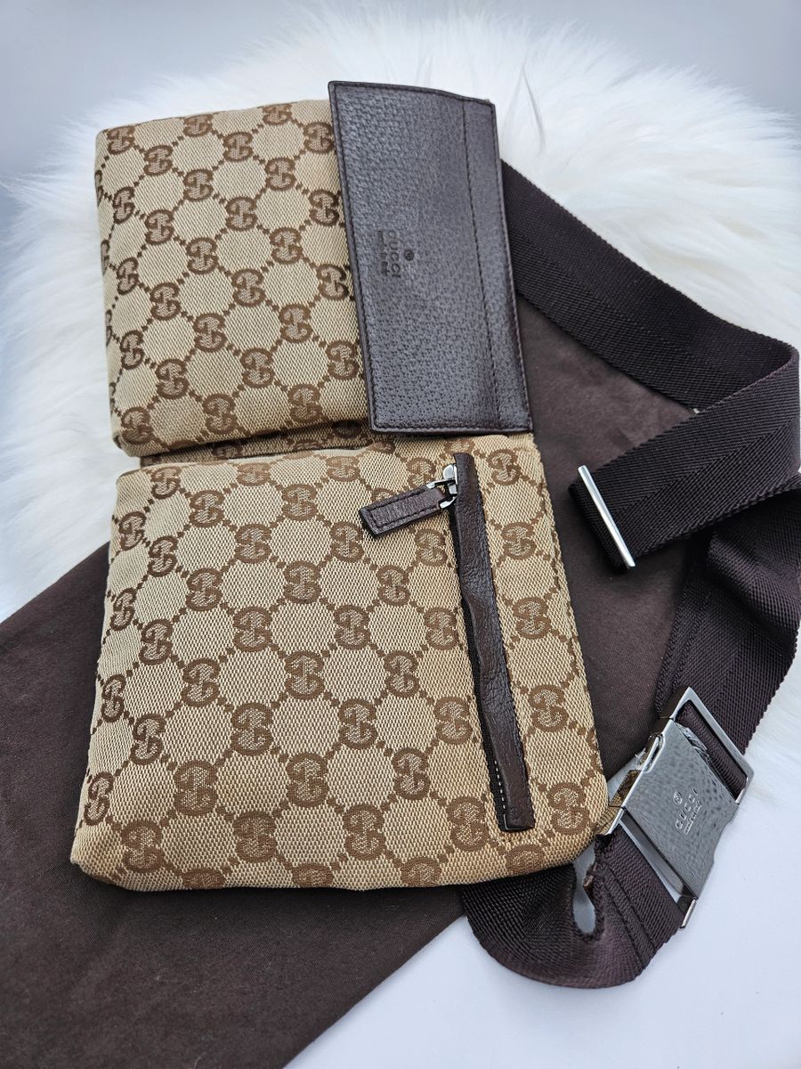 Gucci Monogram Double Pocket Belt Bag
