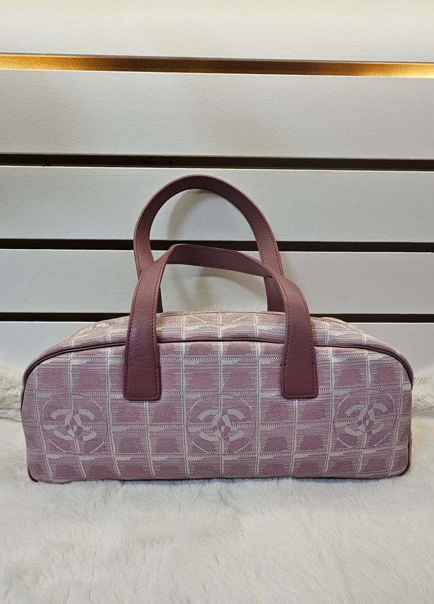 Chanel Pink Printed Nylon Travel Line Bowler Bag