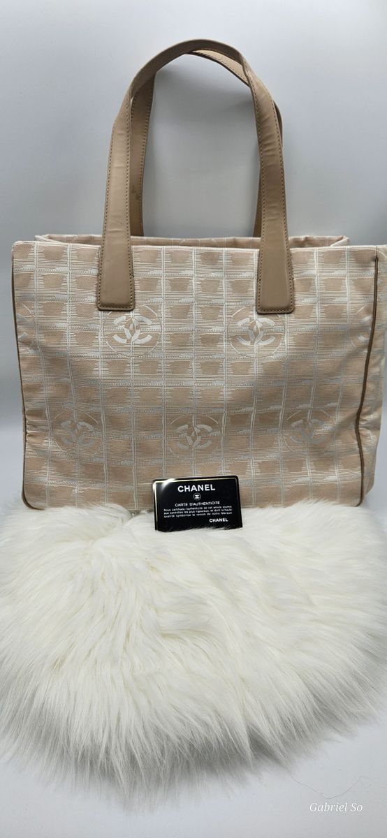 Chanel Beige Travel Line Shoulder Tote MM Bag