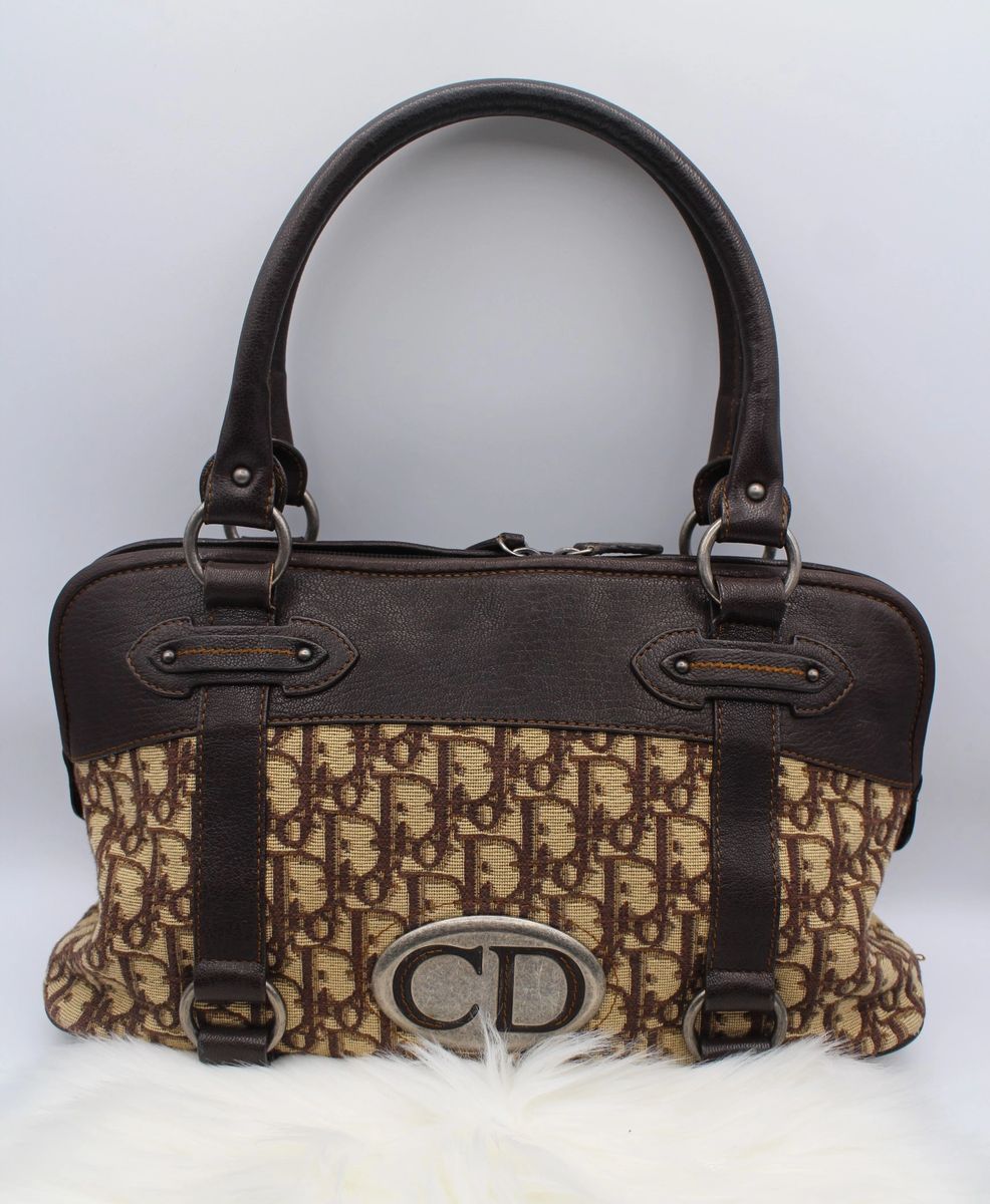 Christian Dior Trotter CD logo Semishoulder/Hand Bag Brown