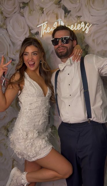 Bride & Groom Photo Booth Fun With Our Custom Neon Sign