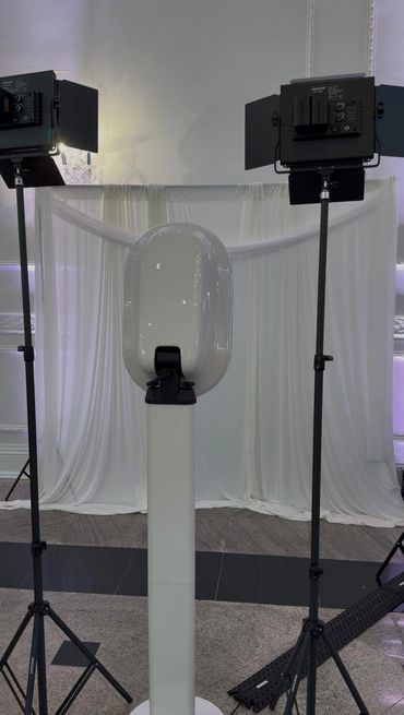 Photo Booth With Our Ivory Drapery Backdrop