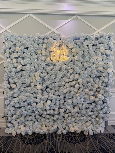 Blue Bloom Glow Flower Wall with our Neon Sign Happily Ever After