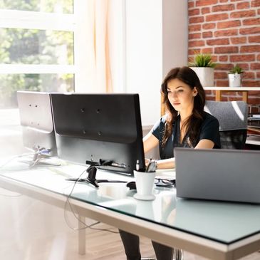Woman working at the computer