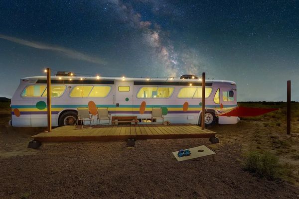 Converted bus used for glamping