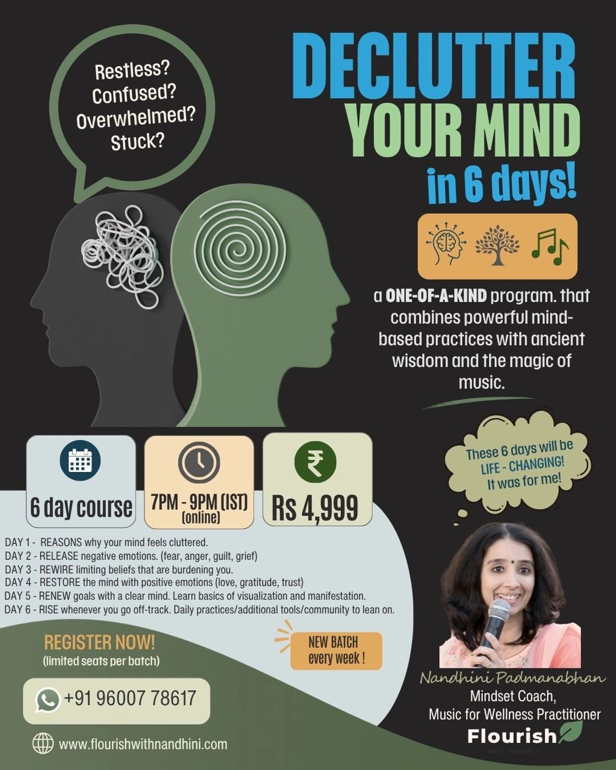 Declutter your mind in 6 days with a guided online course.