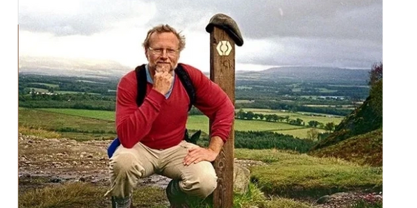 Richard Hayward sitting above Swaledale along the Three Dales Way: