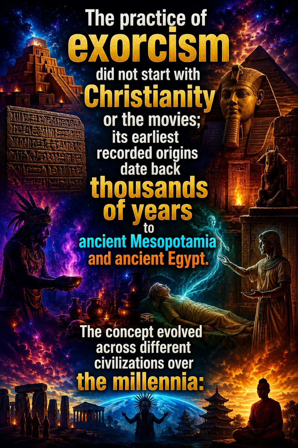 Exorcism dates back thousands of years to ancient Mesopotamia and Egypt.