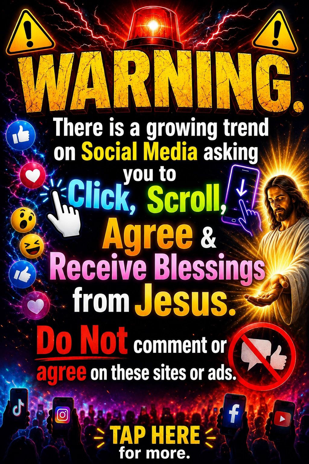 Warning about social media trends promising blessings from Jesus.