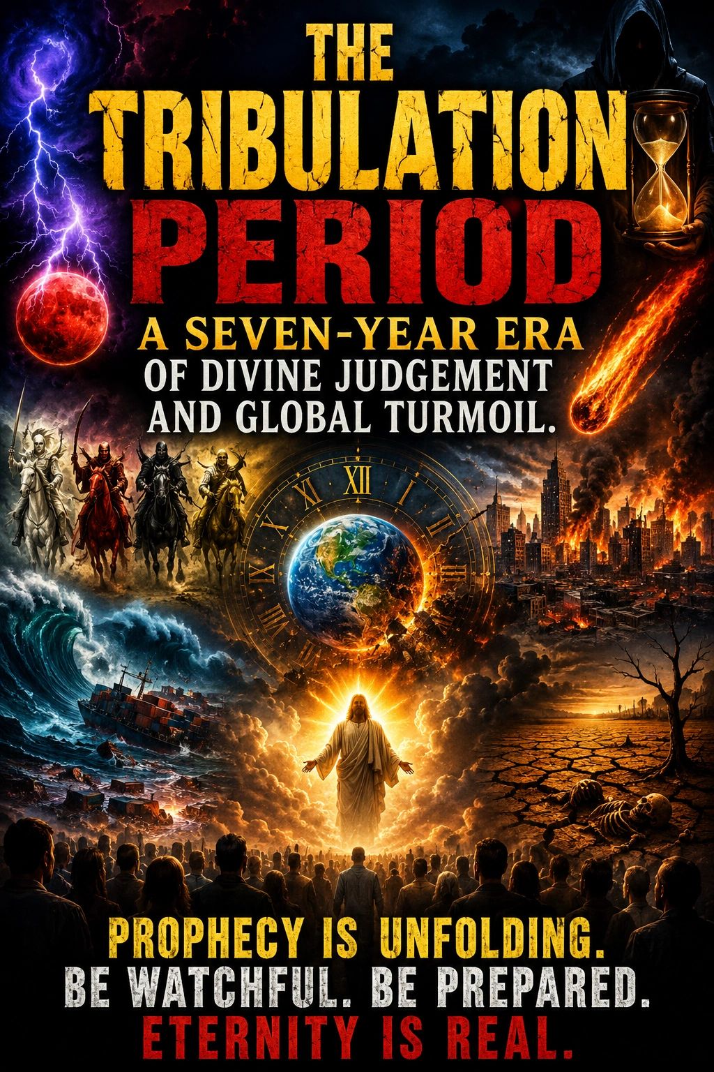 Illustration of tribulation period and prophecy of divine judgment.