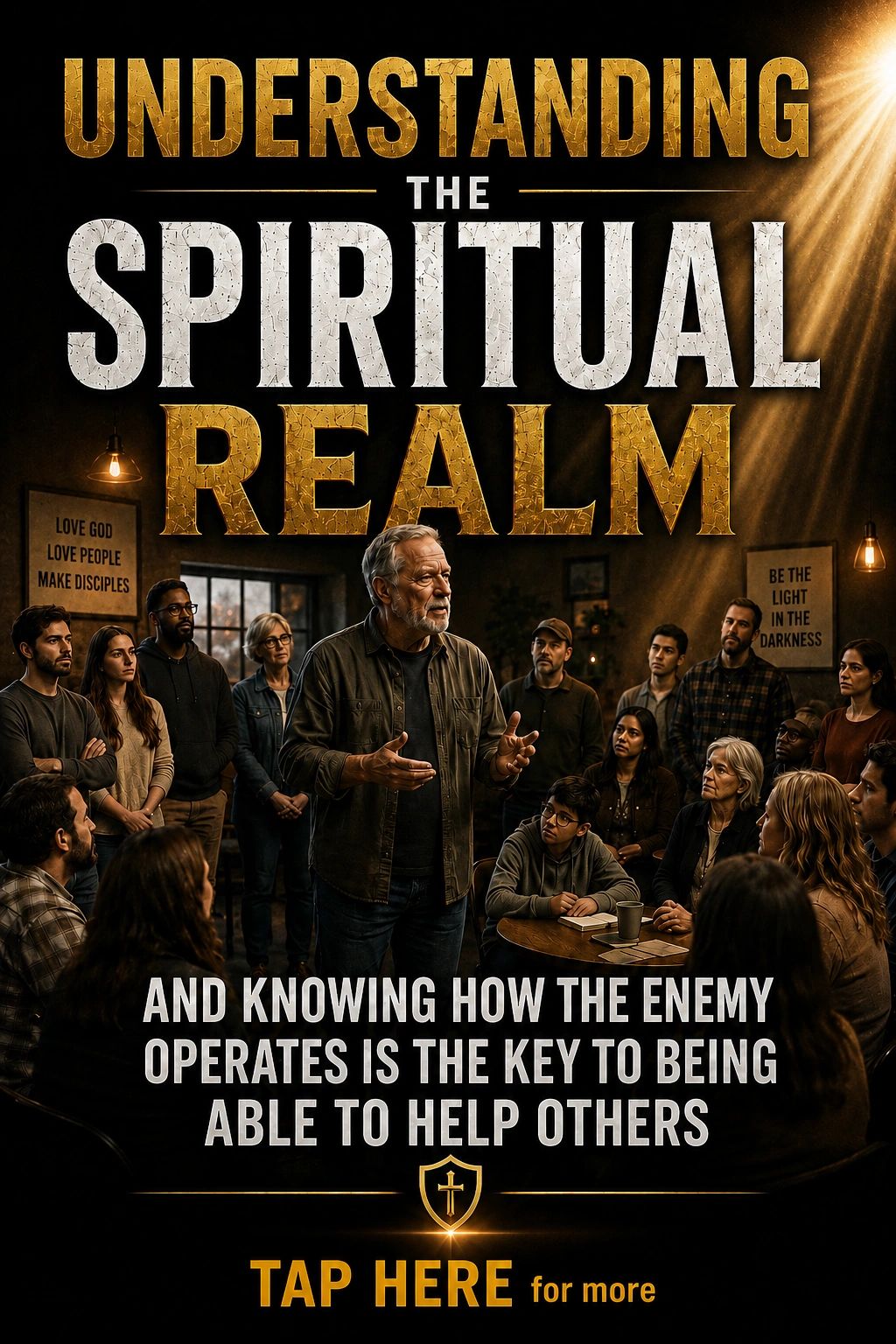 Group discussing spiritual understanding and enemy tactics.