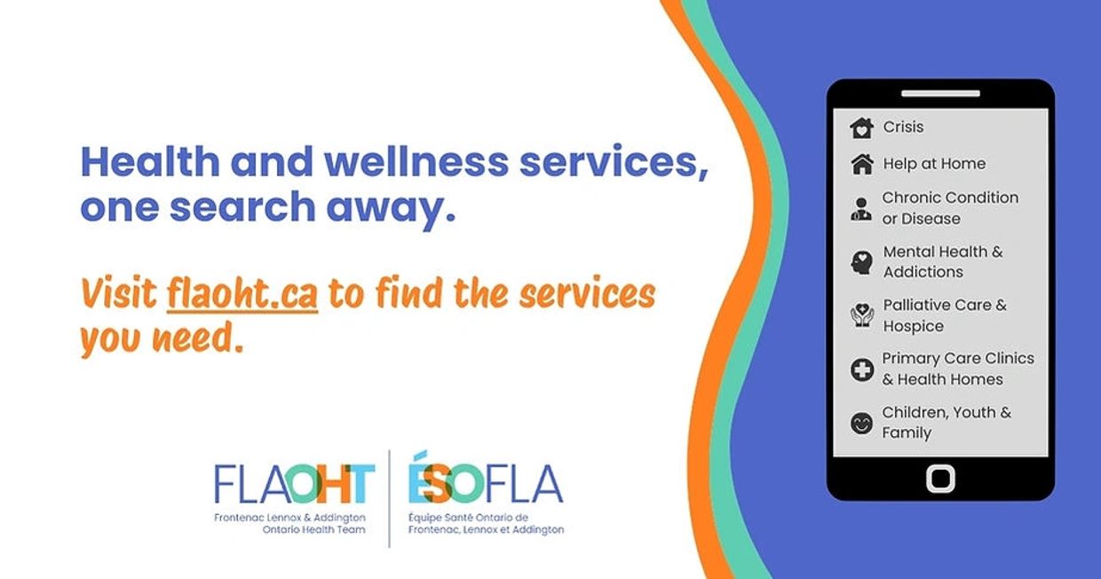 FLAOHT health services ad showing a list on a smartphone.