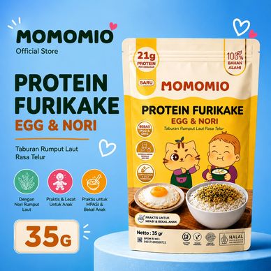 Momomio Protein Furikake Egg &amp; Nori seasoning for rice with 21g protein.