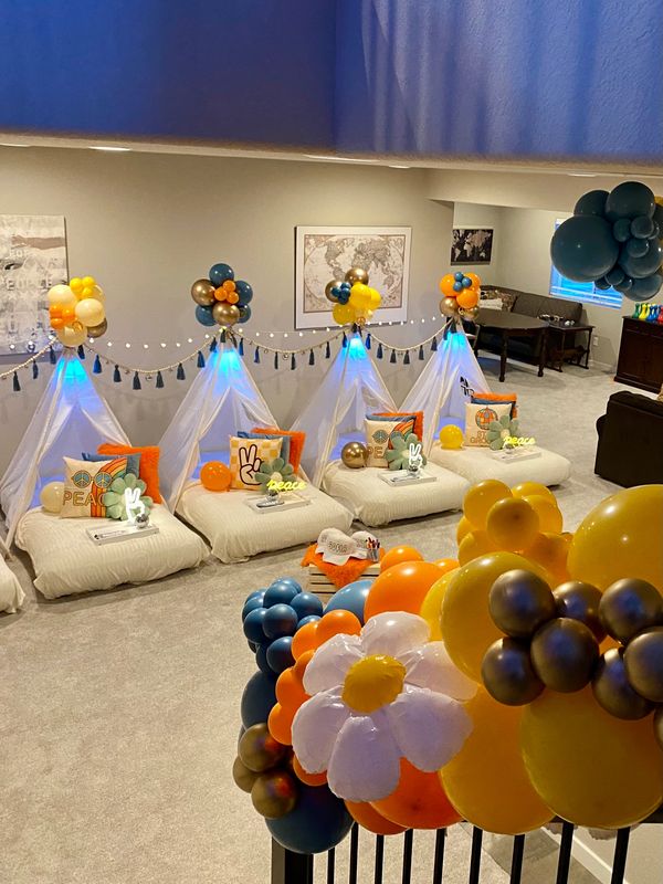 Colorado Springs themed sleepover, slumber party, kids birthday. Back to the 70s theme. 