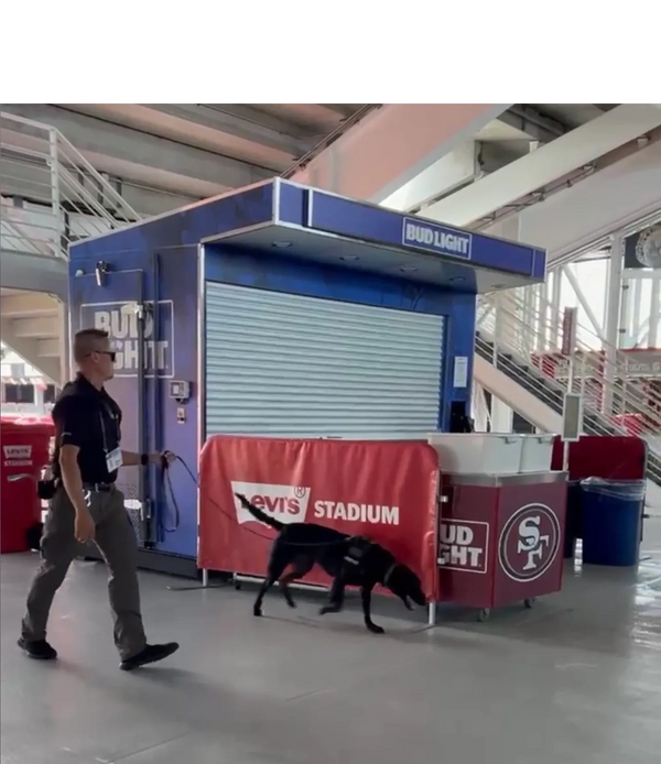 Detailed safety sweeps prior to events before screening for scent detection on patrons arriving