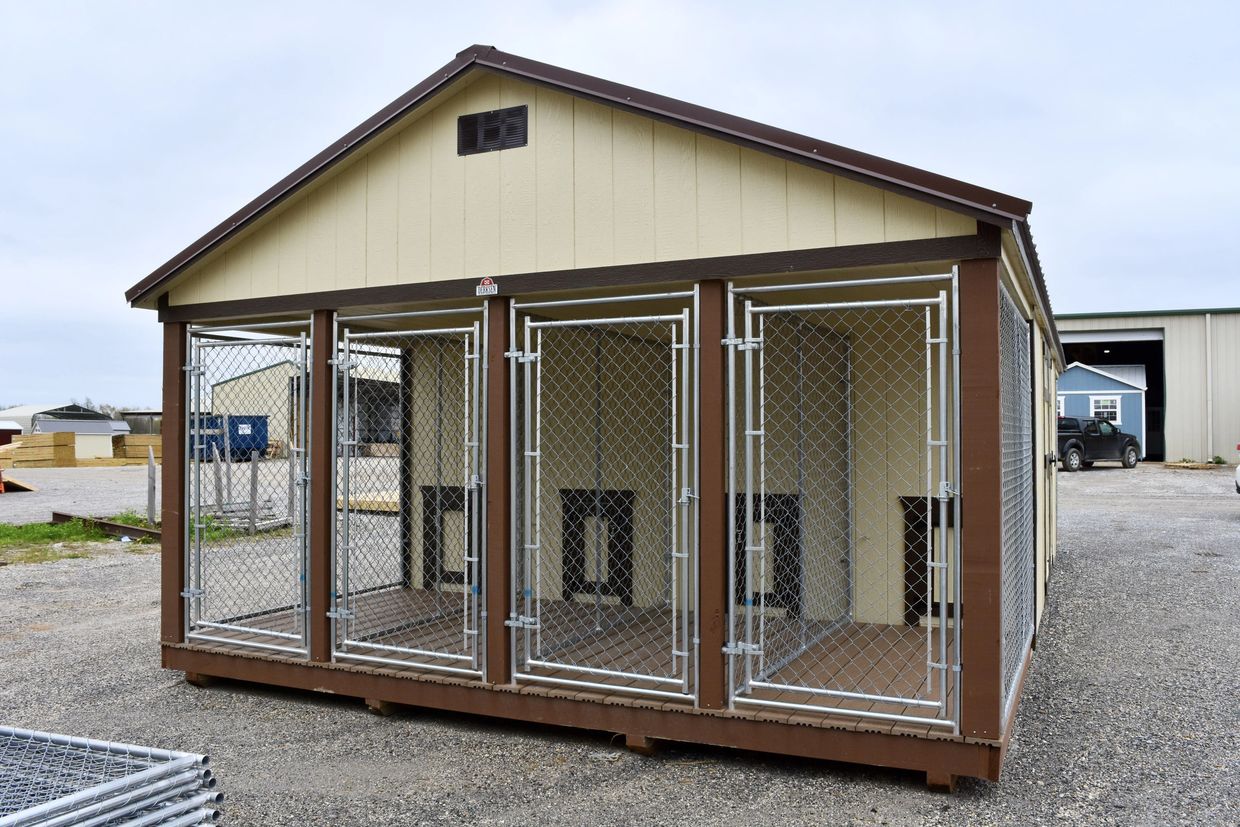 Dog cabanas and dog kennels for sale at Tiny Hive in Giddings, TX
