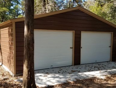 Metal garage for lease to own at Tiny Hive in Giddings, TX