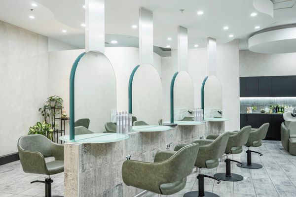 clean four sets of beautiful mirrors and seats for haircuts