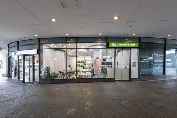 Wide angle shot of front side outside Salon