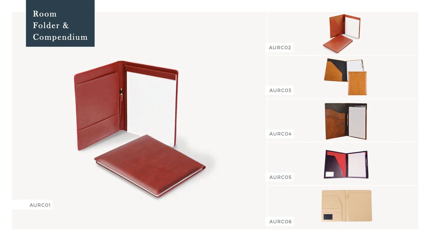 Various room folders and compendiums in different colors.