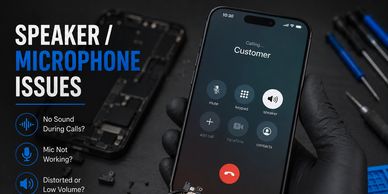 Phone speaker and microphone repair service advertised.