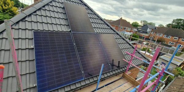 Roof mounted solar installation. Solar PV install. 