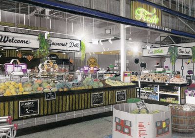 A display of fresh fruit and vegetables.