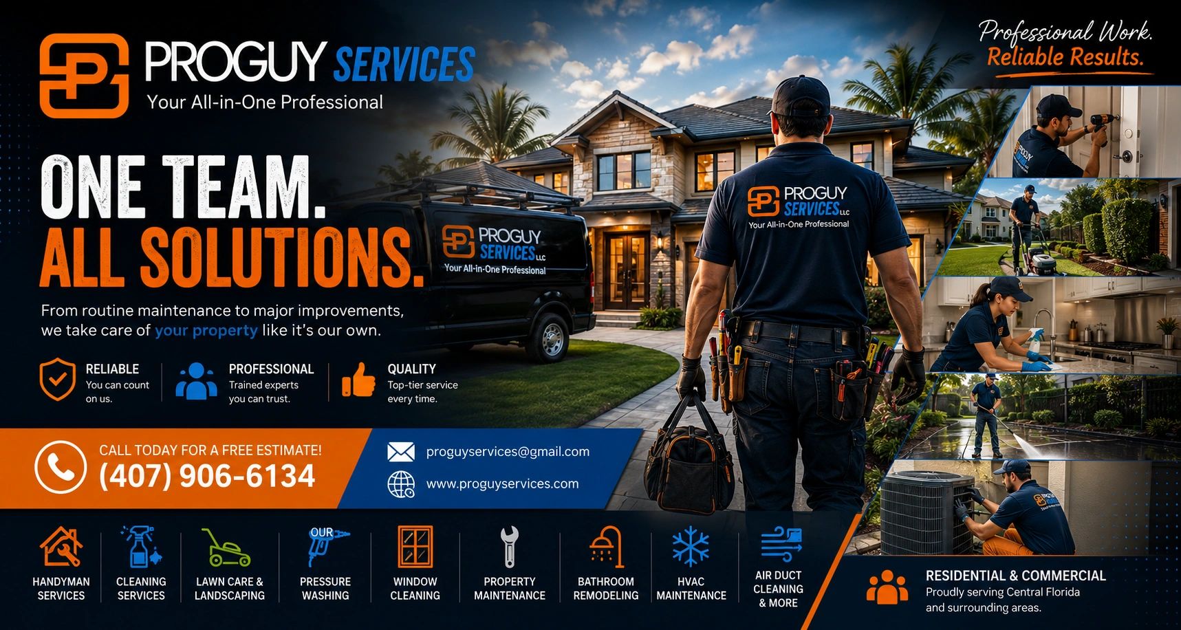 ProGuy Services offers various professional home maintenance solutions in Central Florida.
