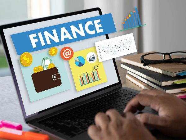 Man of business Finance Banking digital technology use software Money Profit Concept