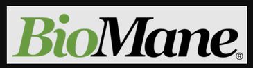 Logo displaying the brand name 'BioMane' with green and black text.
