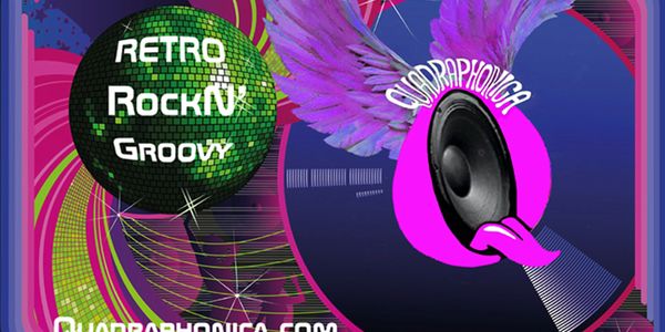 Colorful retro music themed artwork with a disco ball and speaker.