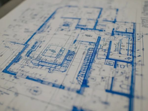 Architectural drawings used to plan security systems in accordance with compliance standards