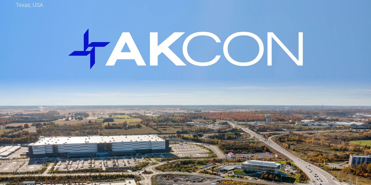 Aerial view of AKCON building in Texas, USA.