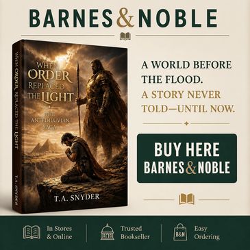 Advertisement for the book "When Order Replaced the Light" by T.A. Snyder at Barnes &amp; Noble.