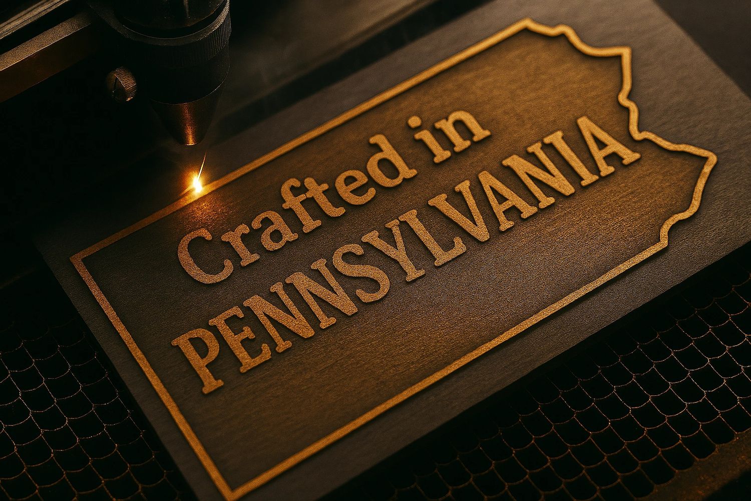 Crafted in Pennsylvania Laser Engraved Logo #MadeInPA #LaserEngraving #PersonalizedGifts