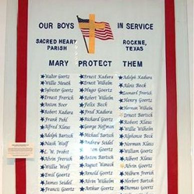 Banner made by local women to honor servicemen from Rockne/Red Rock