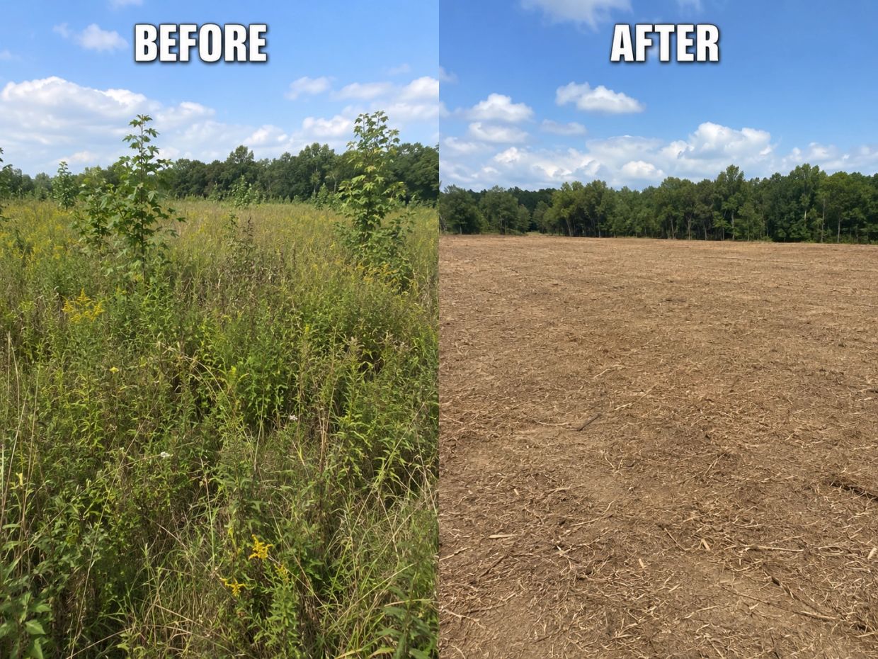 Land cleared of overgrown weeds and brush