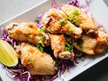 Nouc Mam Fried Chicken Wings with Thai Chilis and green onions