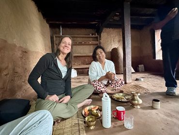 Cherie and Shrisitka having breakfast in the dining room.