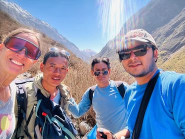 Group photo on Langtang valley trek to health camp location.
