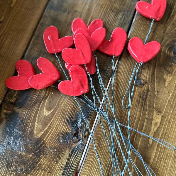 hand crafted ceramic heart wands