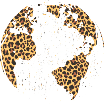 Globe with leopard print continents.