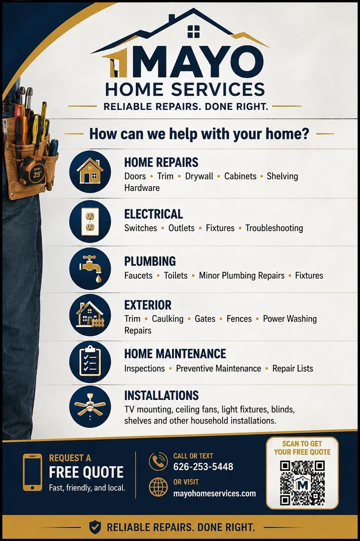 Mayo Home Services offers reliable home repairs and maintenance.
