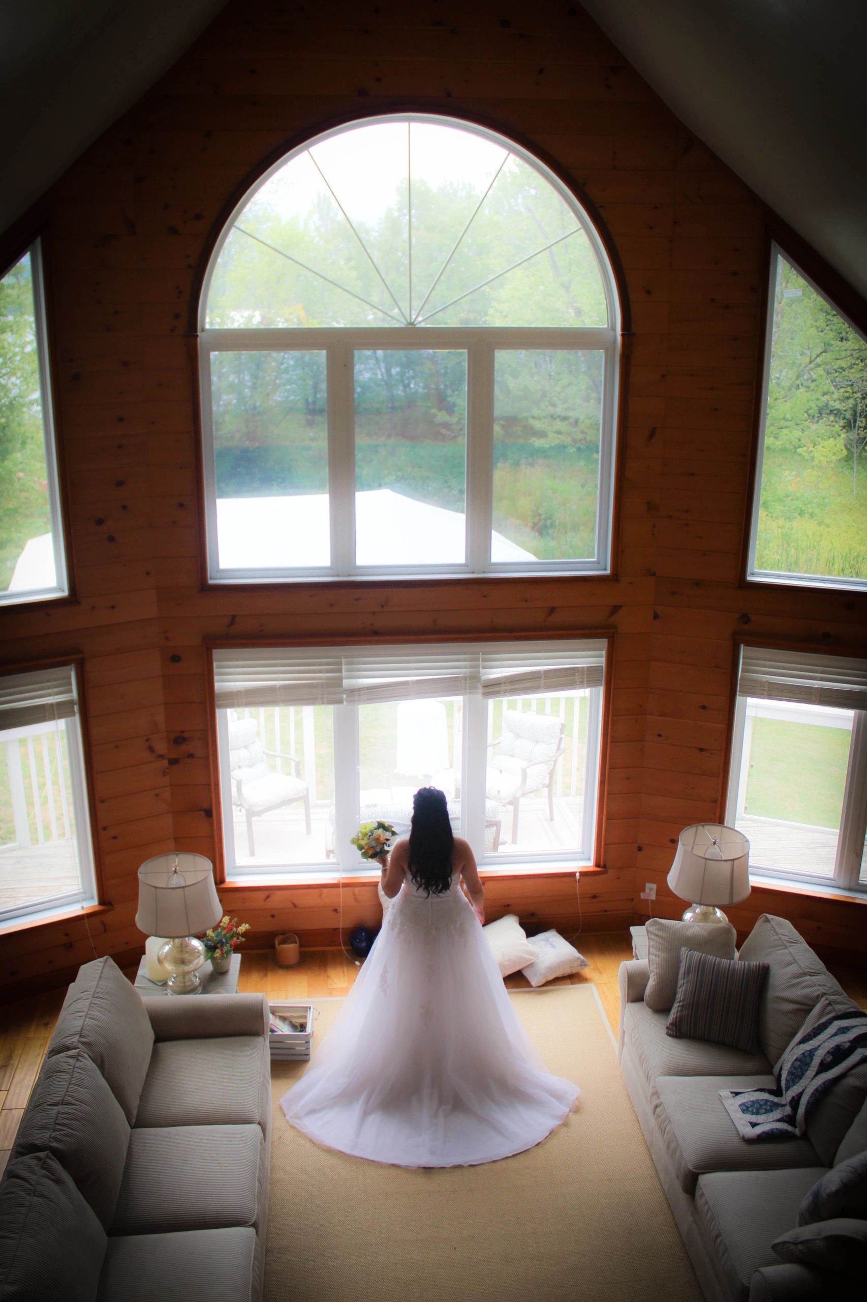 bride in front of window
