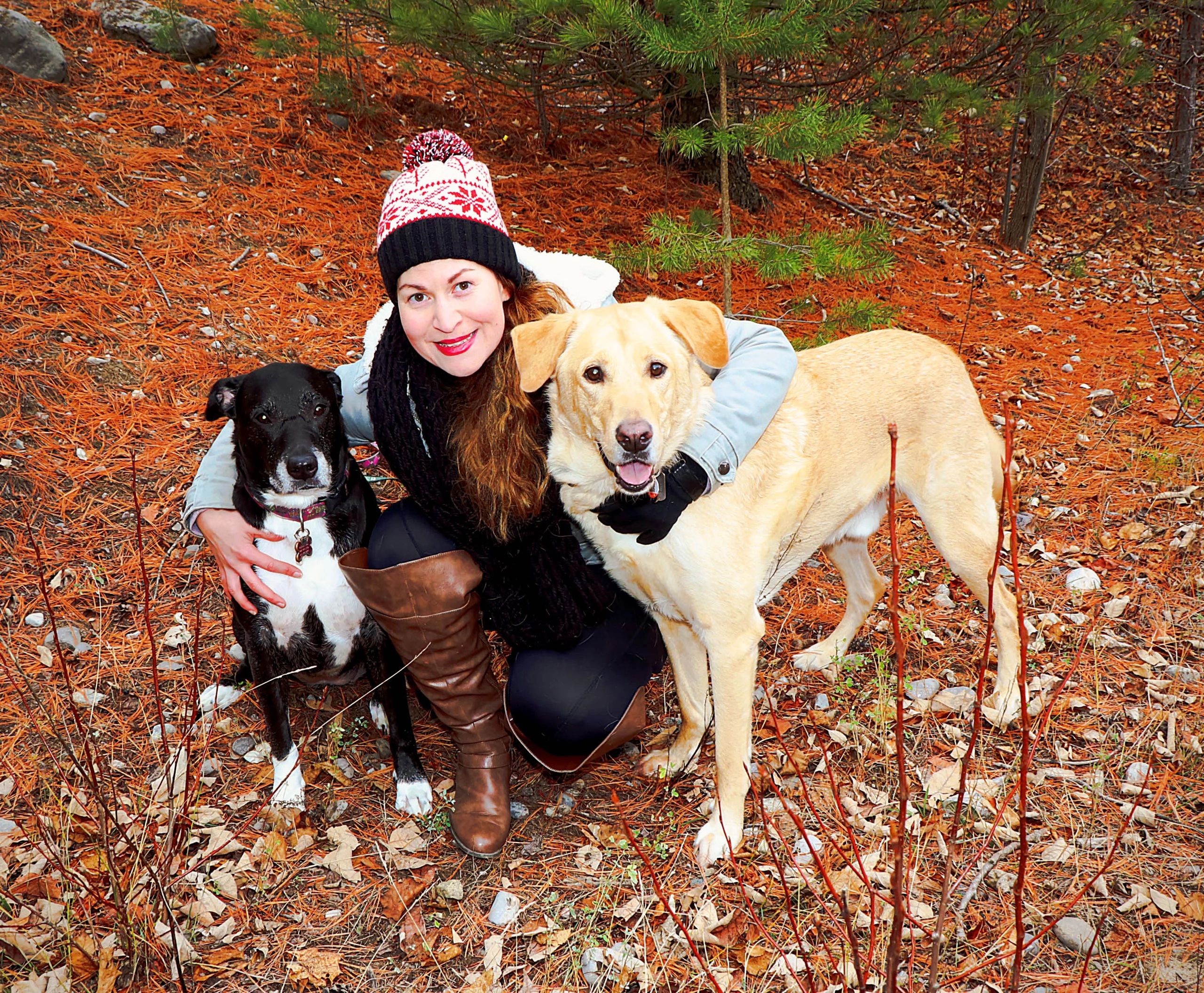 girl and her dogs