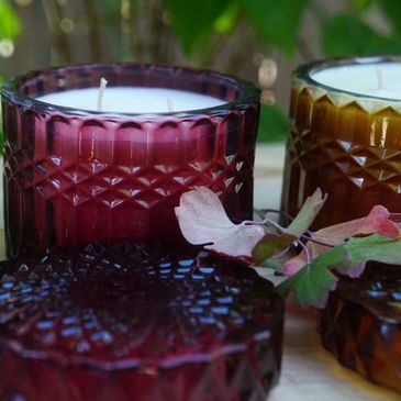 Close up of Seasonal Vintage Crystal Candles