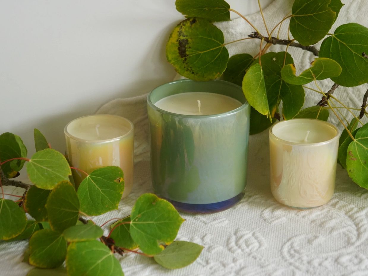AURA Collection candles with Aspen Leaves